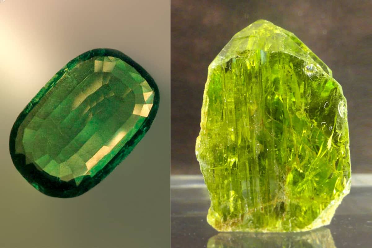 حجر الزبرجد الاصلي؛ الأخضر الداكن الفاتح زجاجي سيليكات حديد magnesium