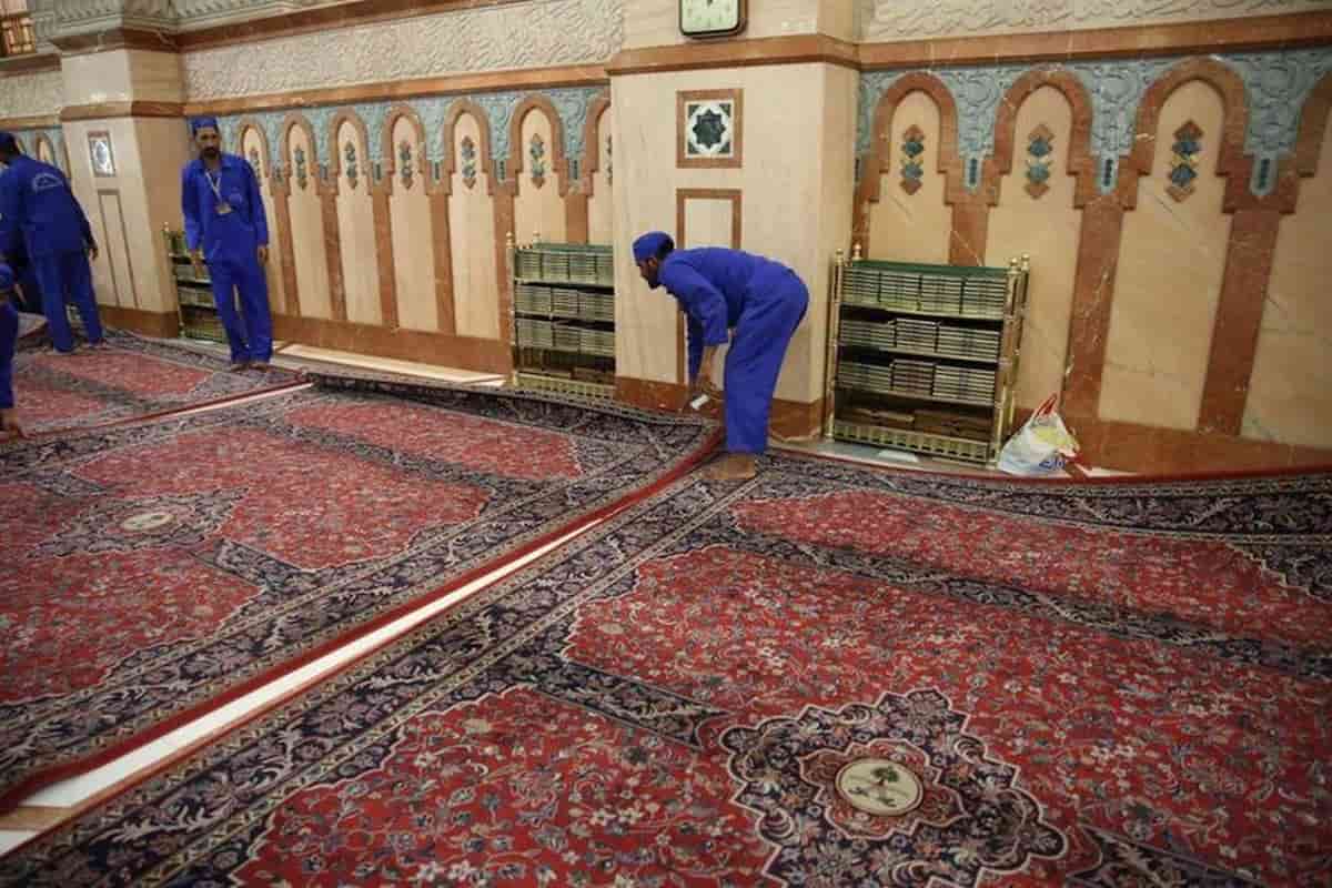 سجاد الحرم المكي؛ اخضر احمر سمكية الحرير القطن الصوف الزخارف الإيرانية