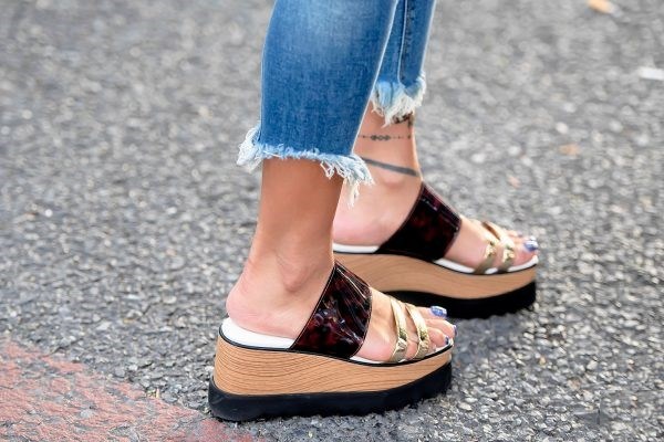 Buy And Price slippers with small wedge heel