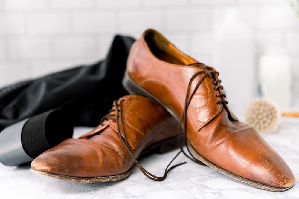 brown leather shoes dark spot