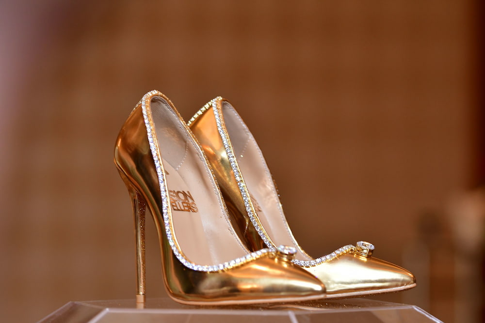 Gold high heel women's shoes price