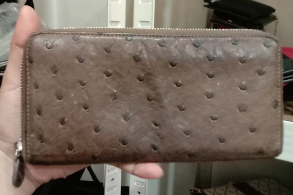 Genuine ostrich leather wallet