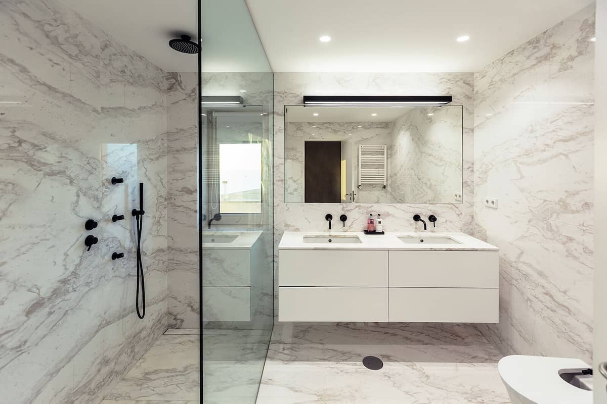 Price and purchase of White Marble Tile Shower + Cheap sale