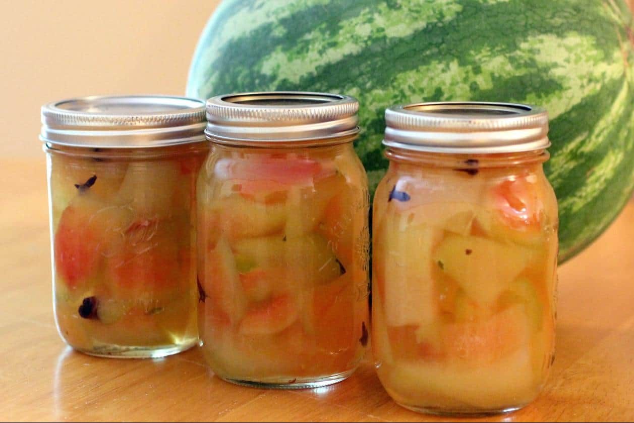 canned watermelon rind recipes are served as an appetizer