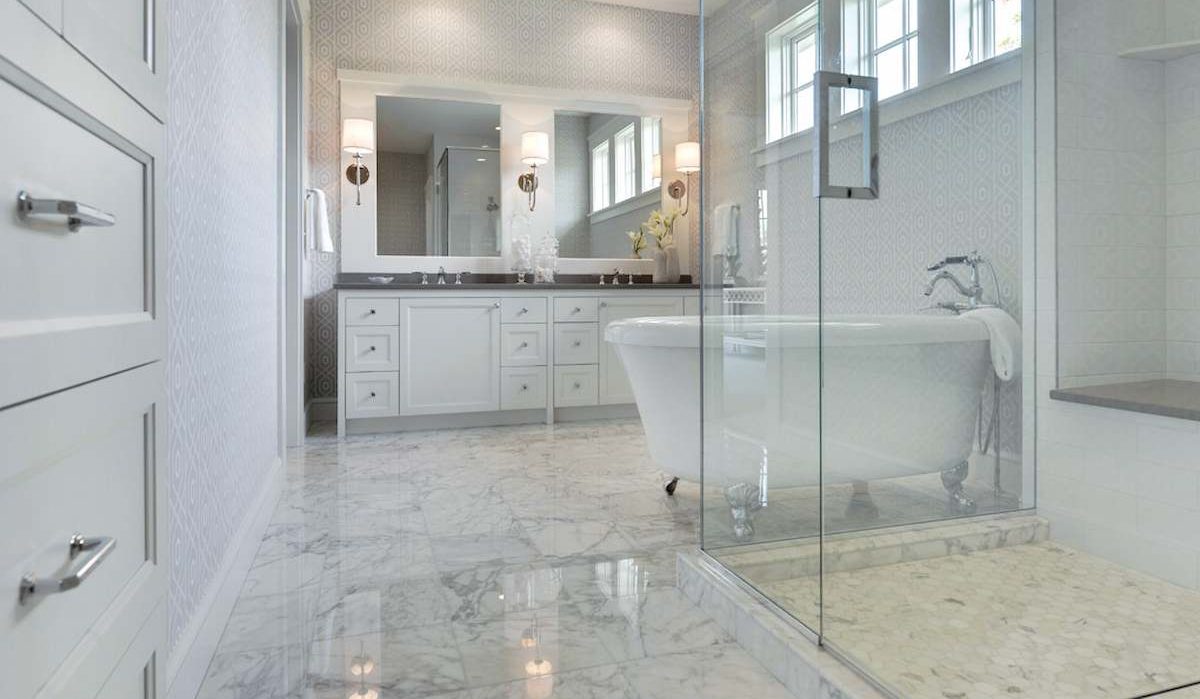 Price and purchase of white marble tile bathroom + Cheap sale