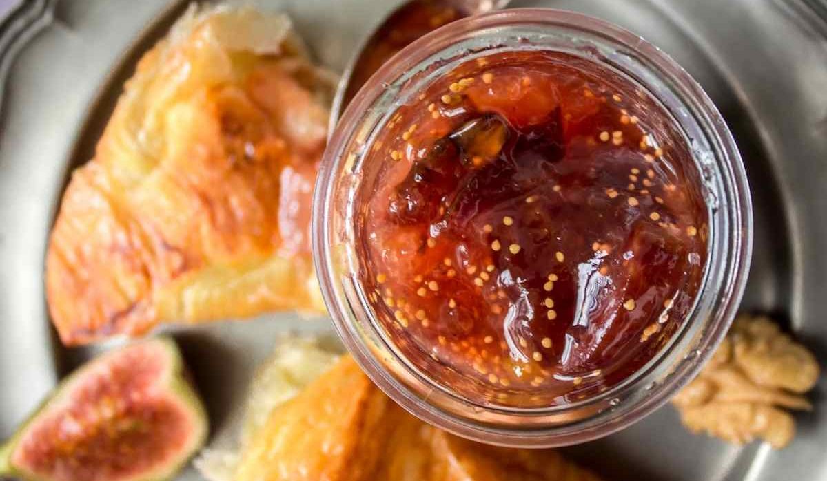 Dried fig jam with honey for breakfast time and sweet meal
