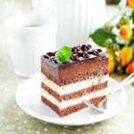 Opera Cake in India; French Style Almond Sponge Layered Dessert Creamy Filling