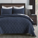 Navy Blue Bedspread; Soft Breathable Hypoallergenic Reversible Lightweight