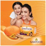 Santoor Soap 125gm; Softener Turmeric Sandalwood Almond milk Glycerine Compound
