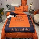 Hermes Bedding Set; Classic Contemporary Designs 3 Materials Egyptian Cotton Silk Cashmere