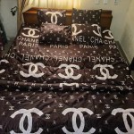 Chanel Bedding Set; Comfortable Durable 4 Colors Pink Gray Gold Black
