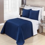 Blue Quilted Bedspread; Double Single Sizes Pillow Mattress Bedspread Covers