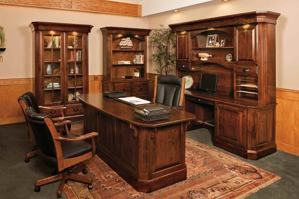 Solid Wood Office Furniture in India (Desk) Management Staff Boss Secretary Compact Straightforward