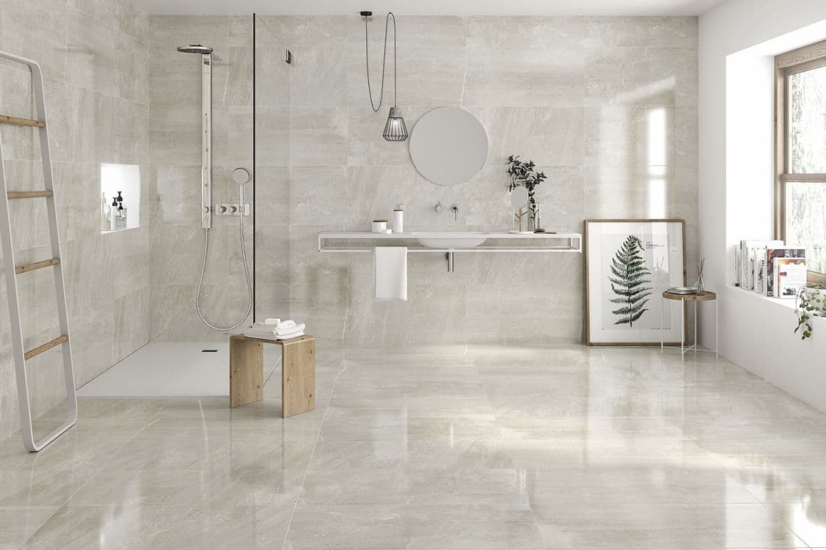 Polished Travertine Tiles; Clay Made Glossy Surface Pressure Water Moisture Resistance