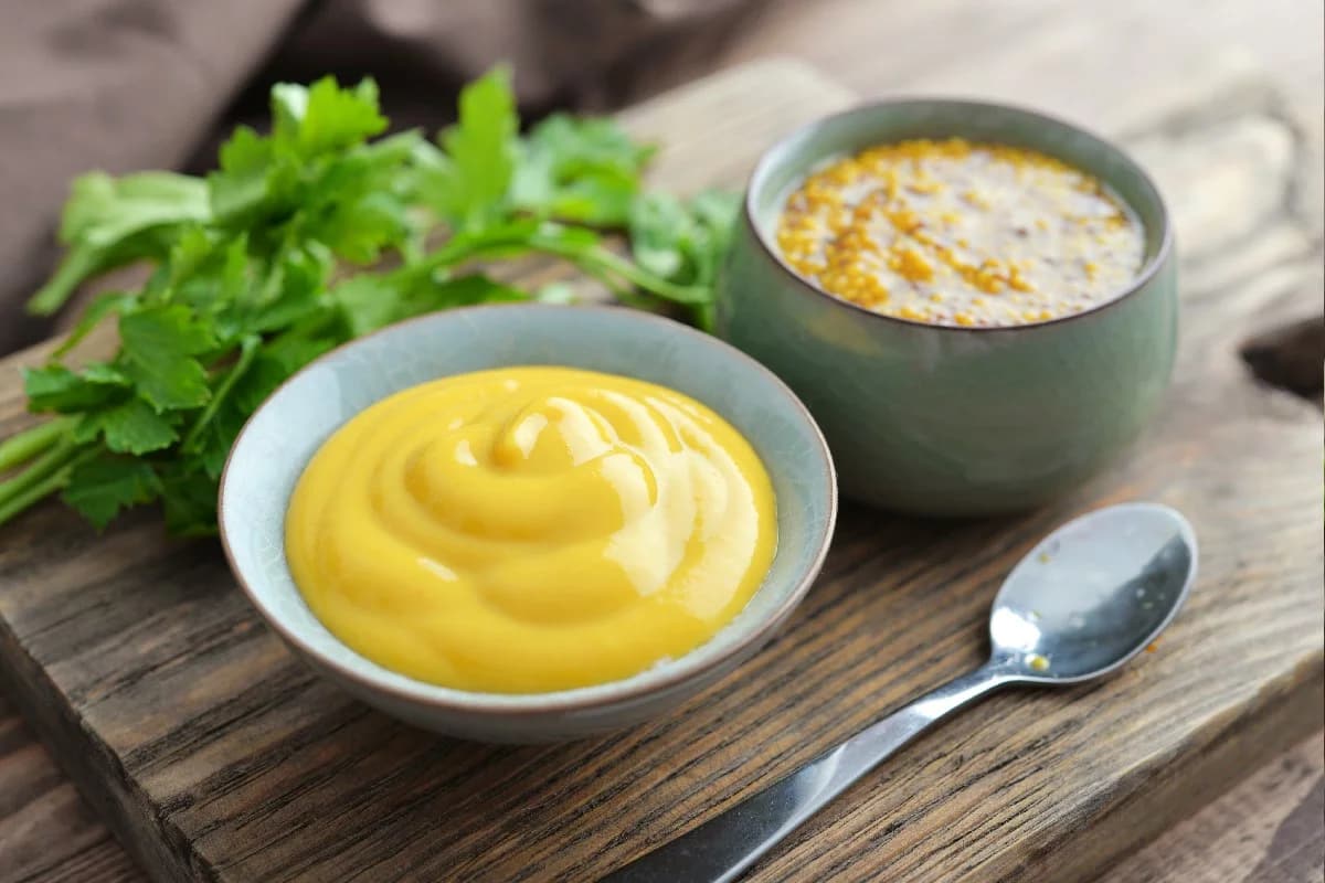 Yellow French Sauce (Béarnaise) Creamy Texture Egg Yolks Butter Vinegar Compound