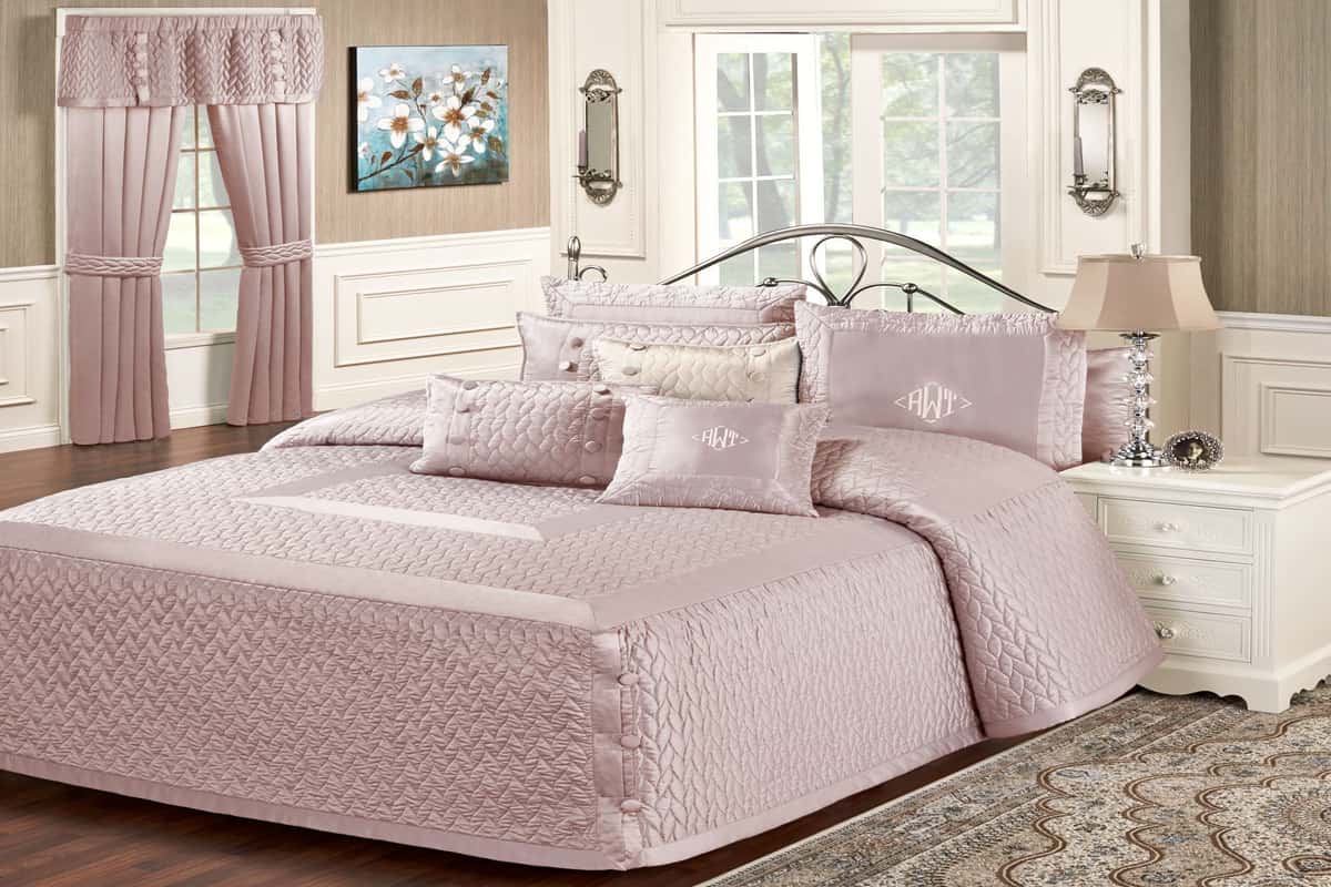 Fitted Queen Bedspread; Stylish Lightweight All Season 100% Cotton 4 Piece