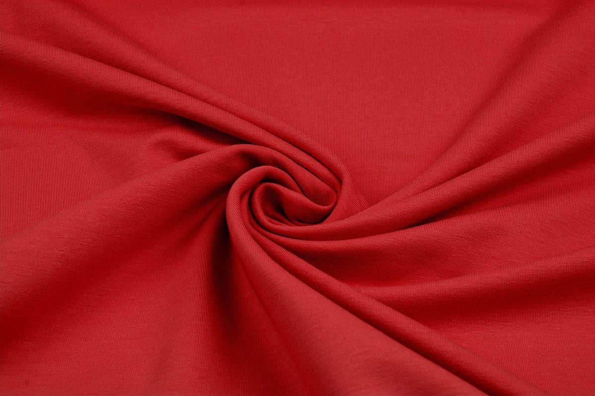 Red Tricot Fabric; Lycra Melange Viscose 3 Materials Polyester Rayon Cotton