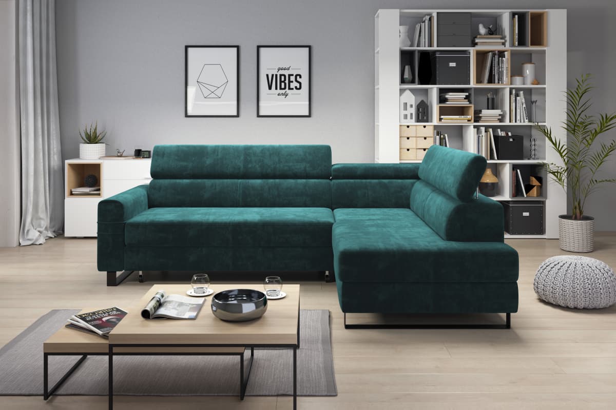 green corner sofa