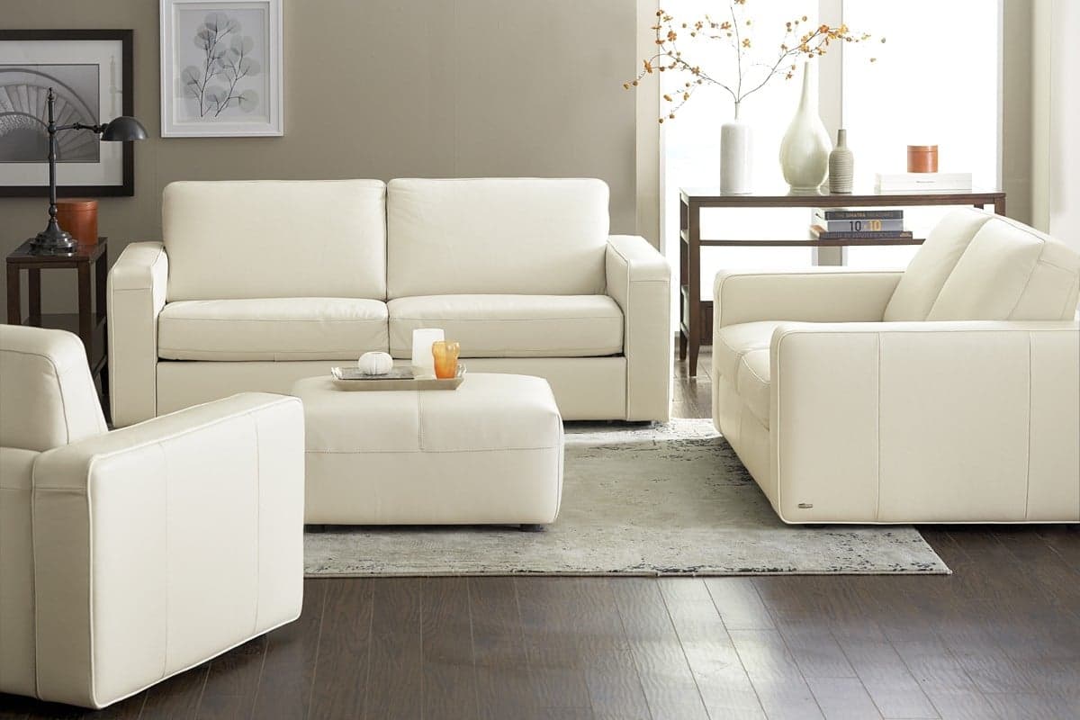 white natuzzi leather sofa