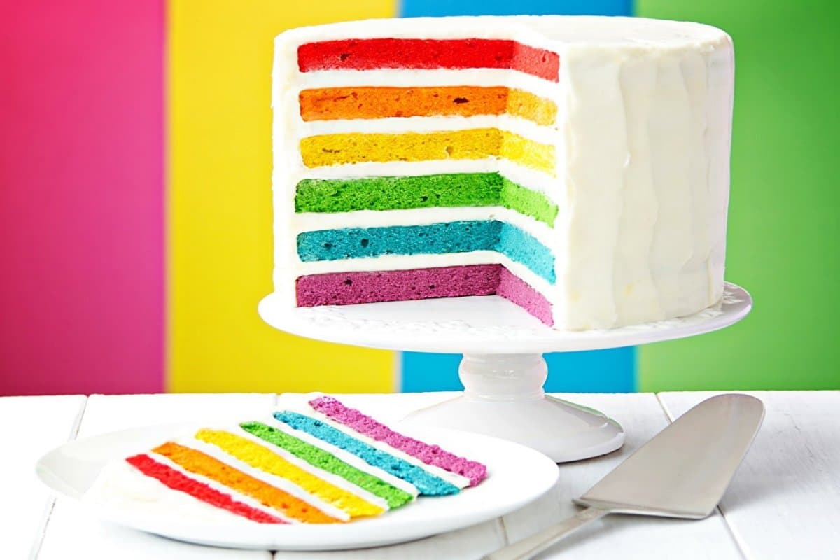 round rainbow cake