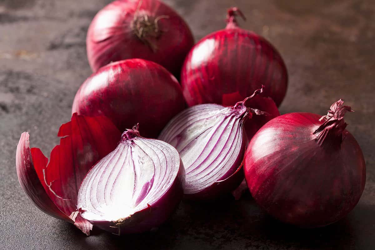 peeled red onion