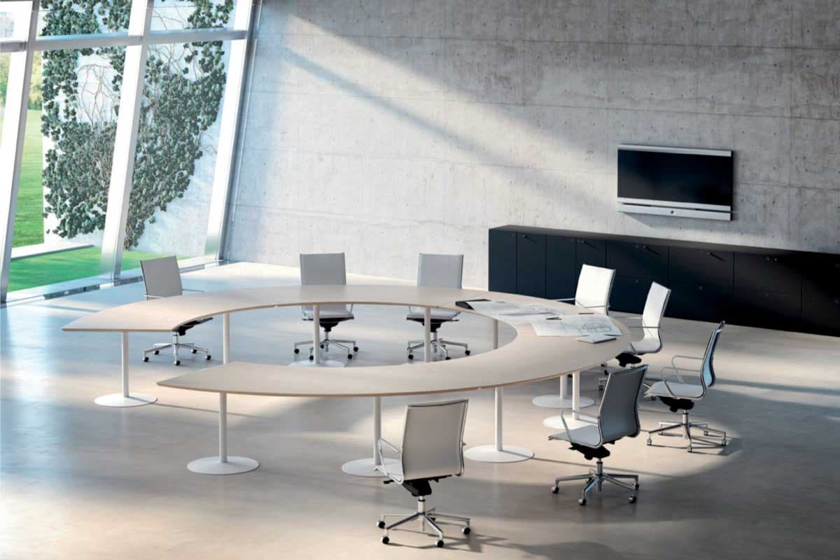 round office table steel frame