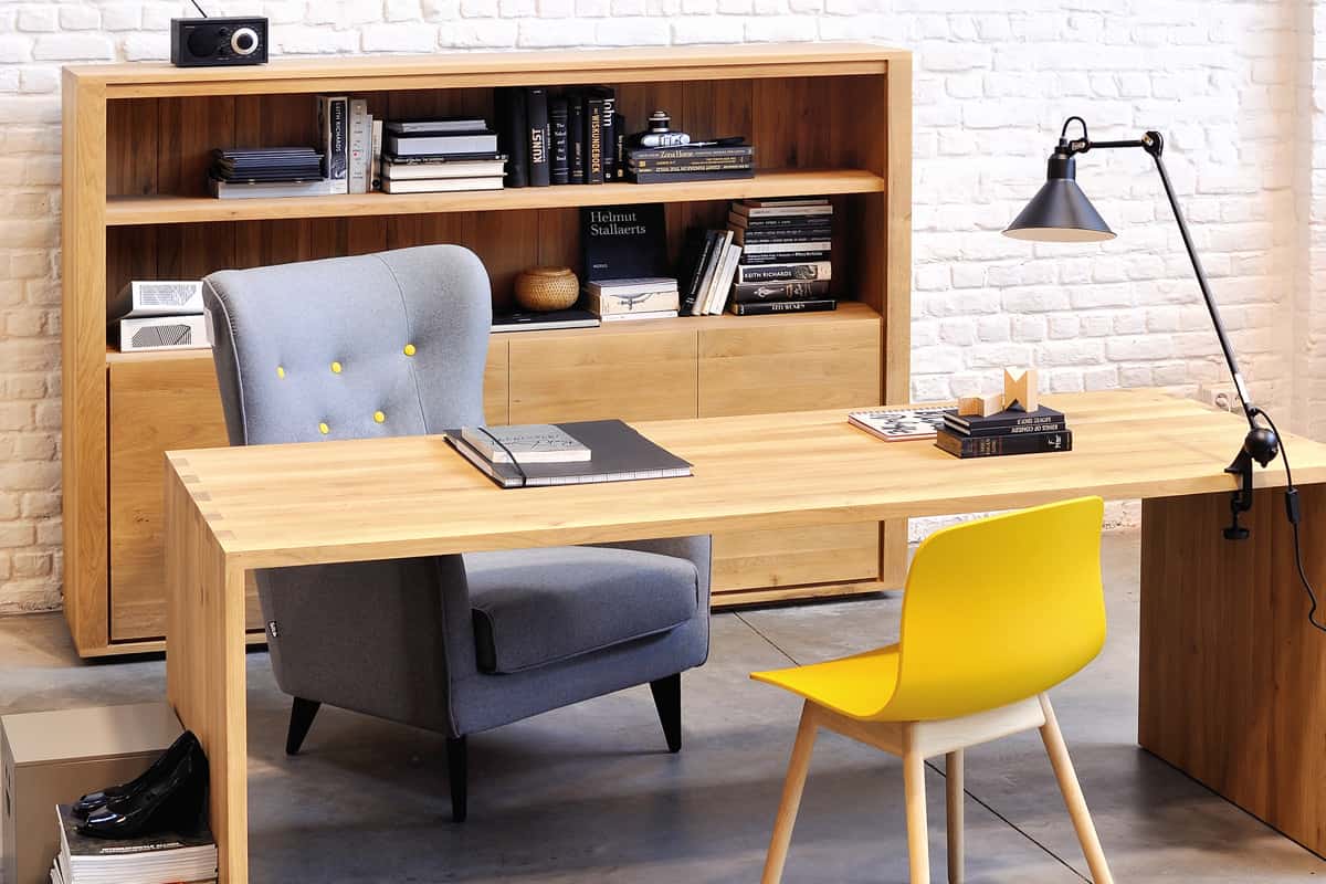 wooden office table and chair