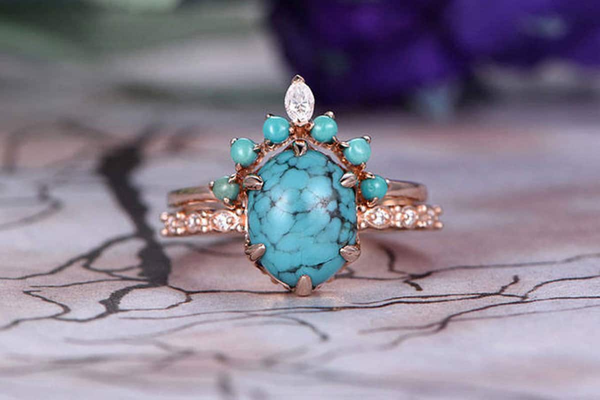 Buy Chunky Gold Ring Contemporary Turquoise Rings for Women Online in India  - Etsy