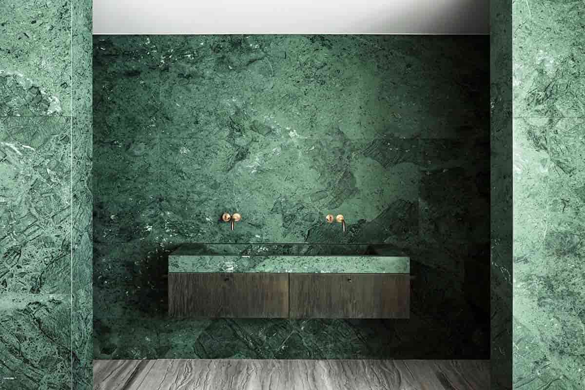 green marble wall