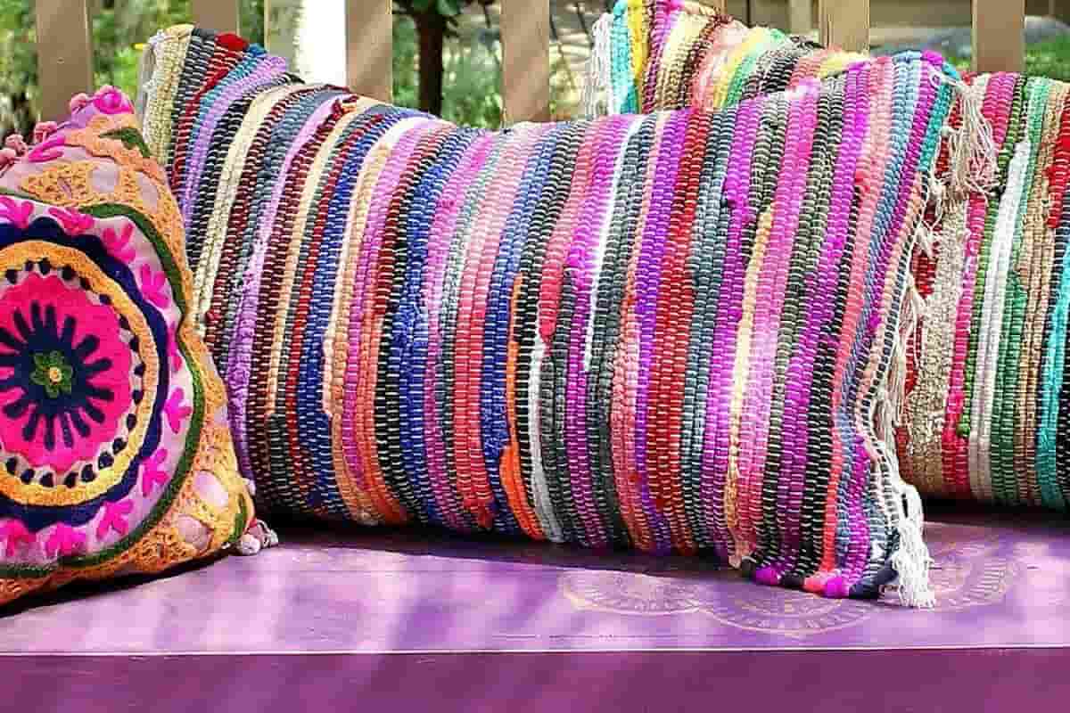 crochet purple pillow