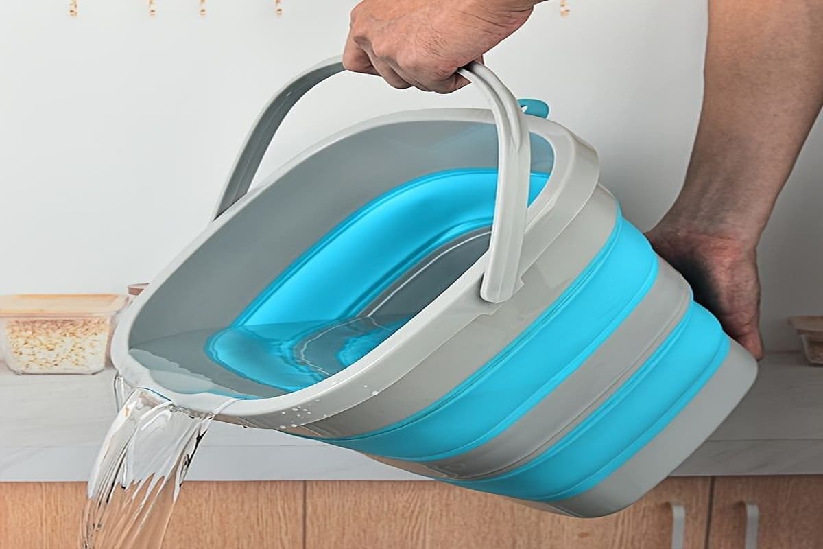 Foldable Plastic Bucket; Stylish Environmentally Friendly Collapsible Space  Saver - Arad Branding
