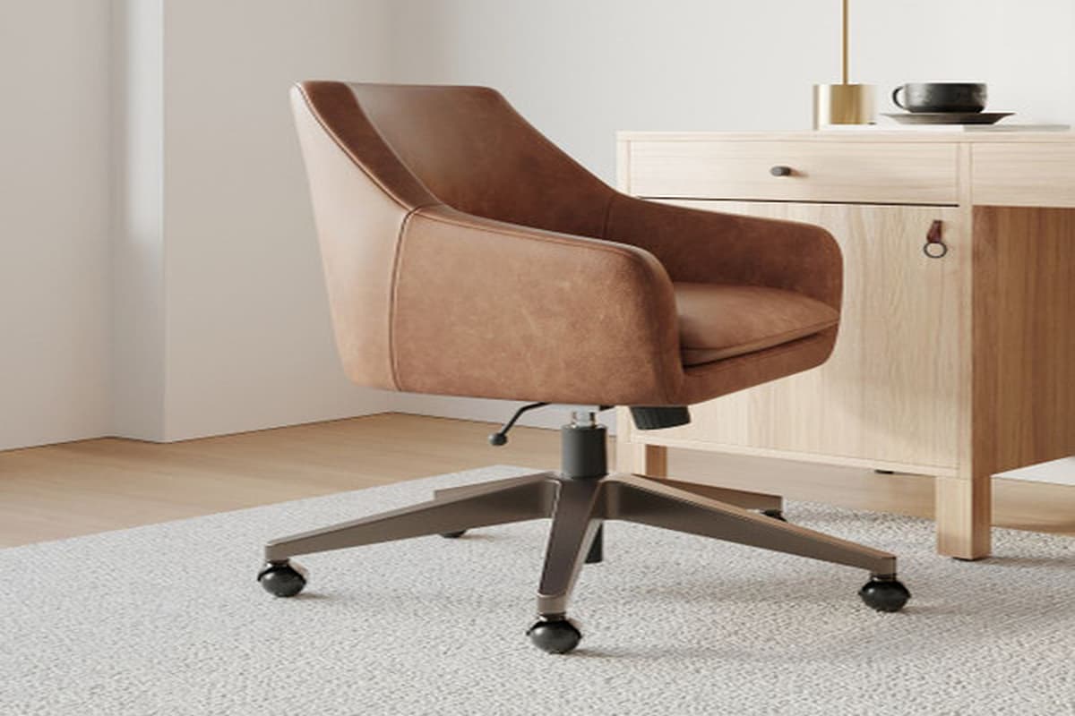 leather office chair with wheels