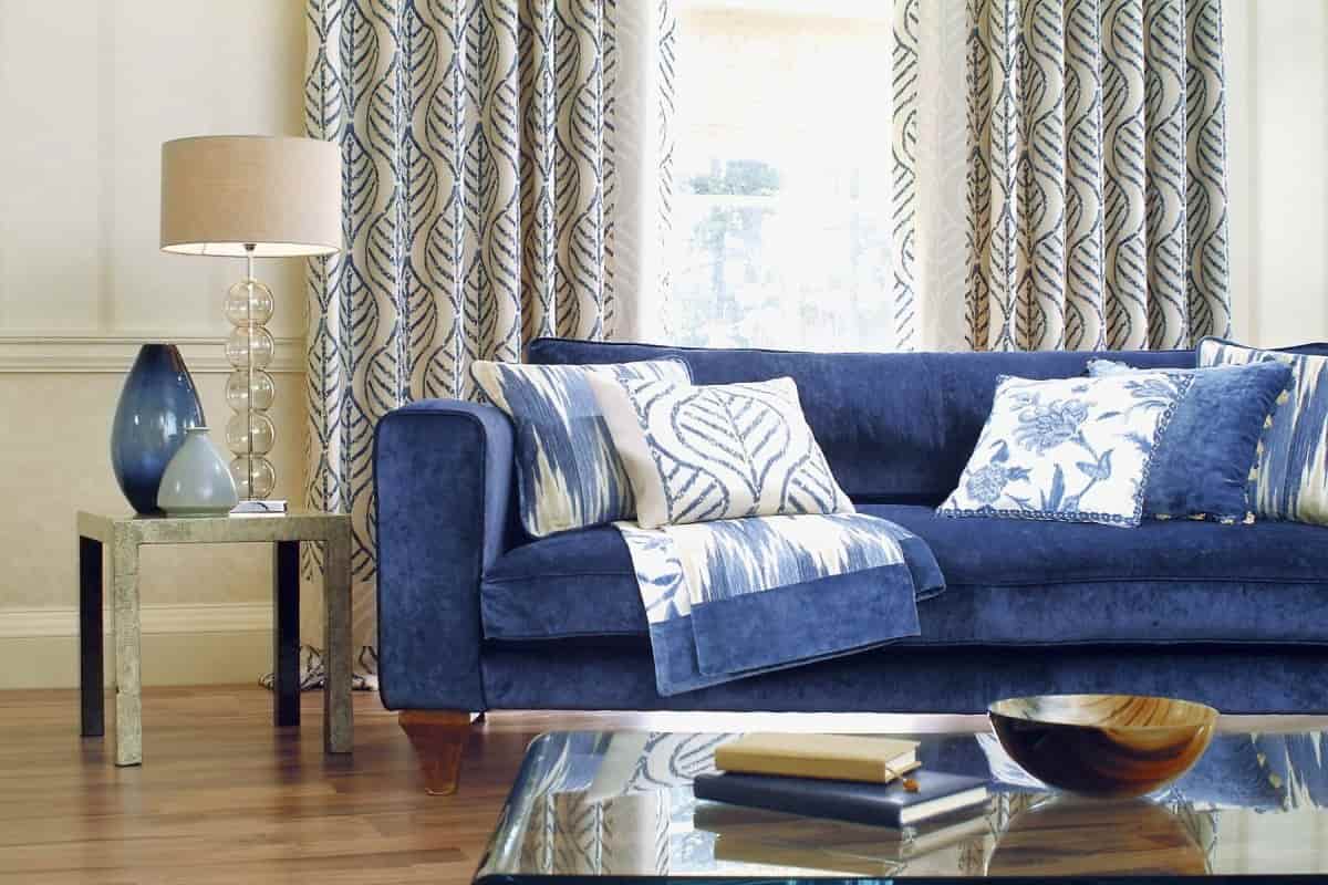 blue versace sofa