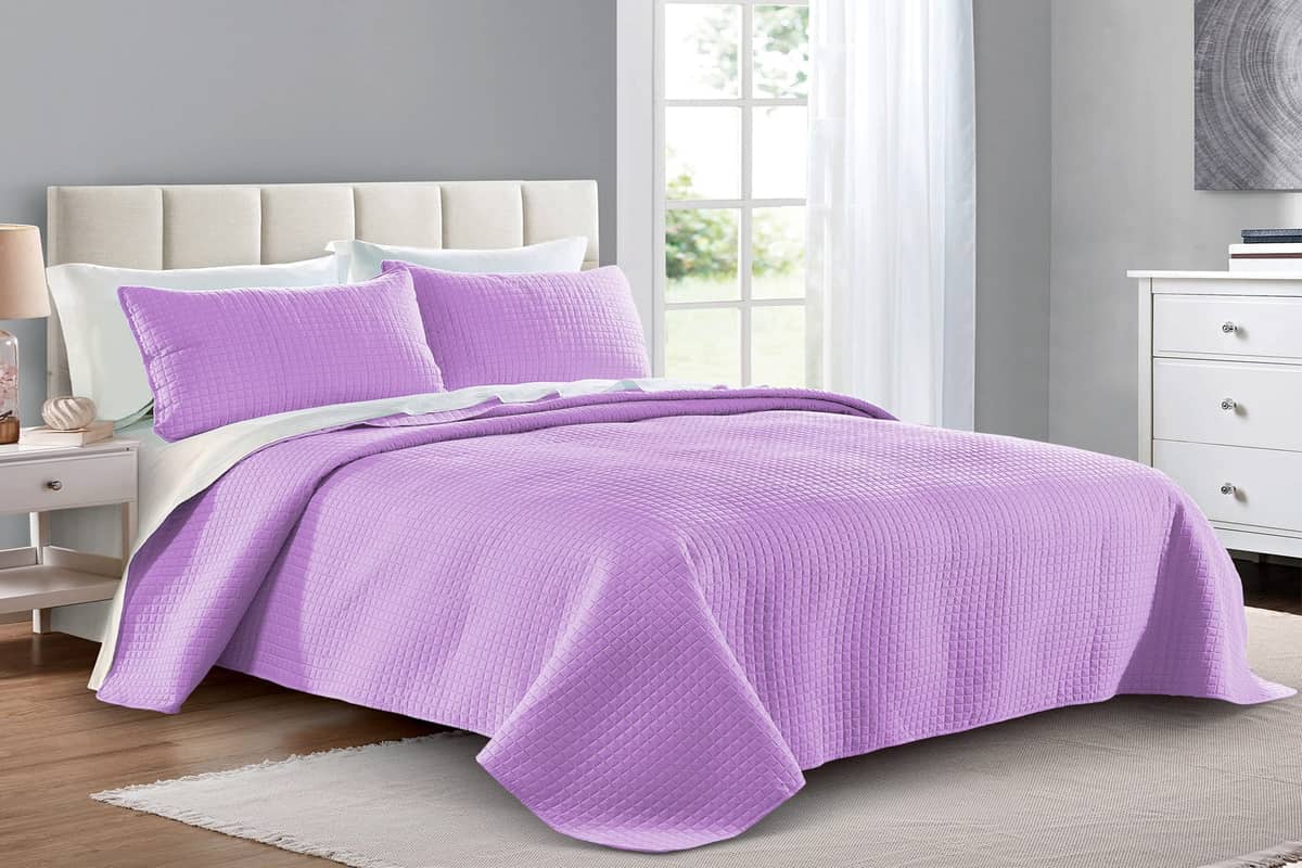 lilac satin bedspread