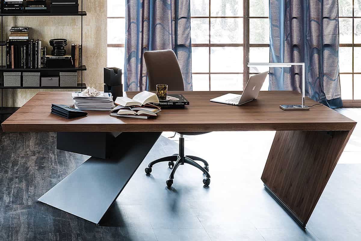 wooden office table with drawers
