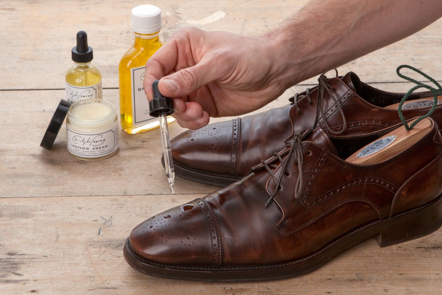oil stain on leather shoes