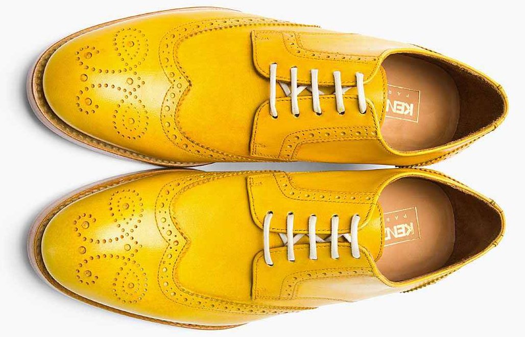 Yellow leather shoes mens