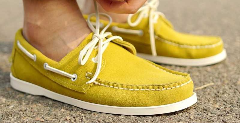 Yellow leather shoes for ladies