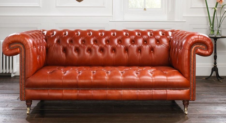 Tan leather Chesterfield sofa for sale