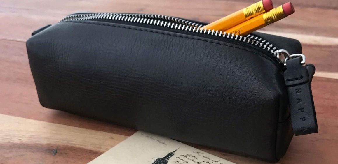 vintage leather pencil case