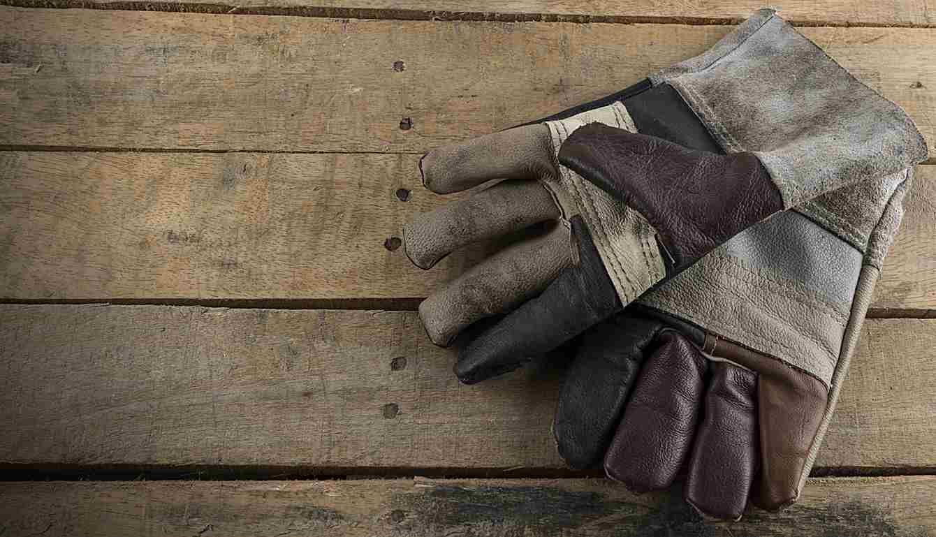 cowhide leather double palm gloves