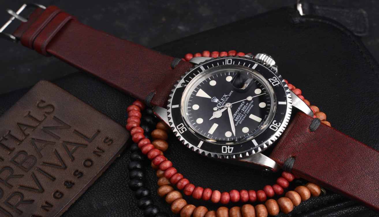black leather watch strap