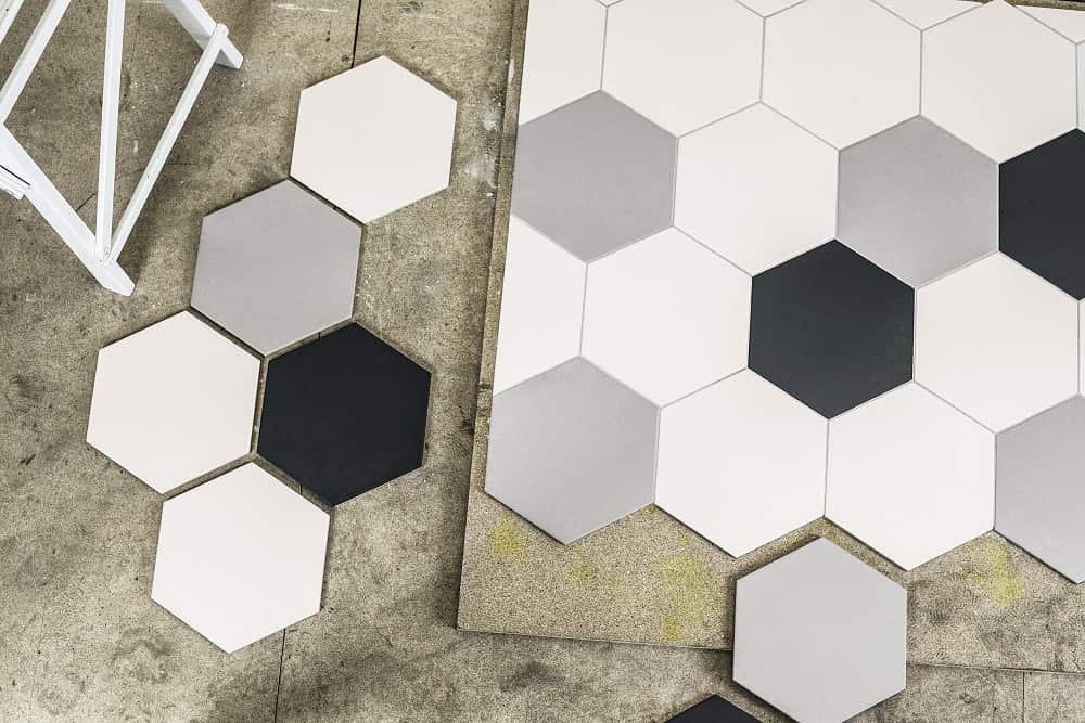 hexagon tile floor bathroom