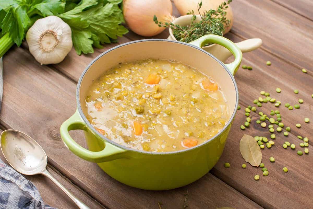 organic chopped vegetable and barley soup