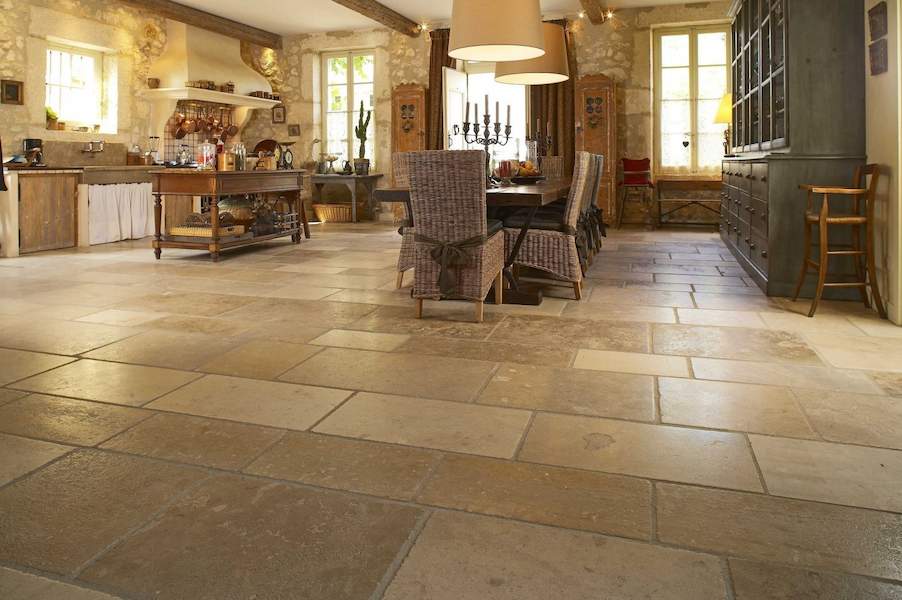 Limestone floor tiles