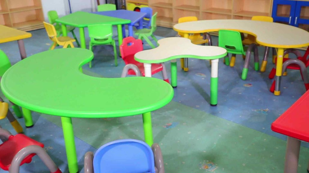 Children's plastic chairs and table