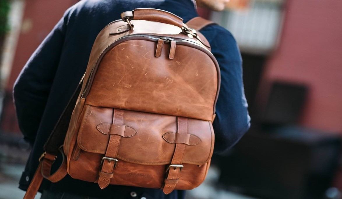 cowhide leather backpack