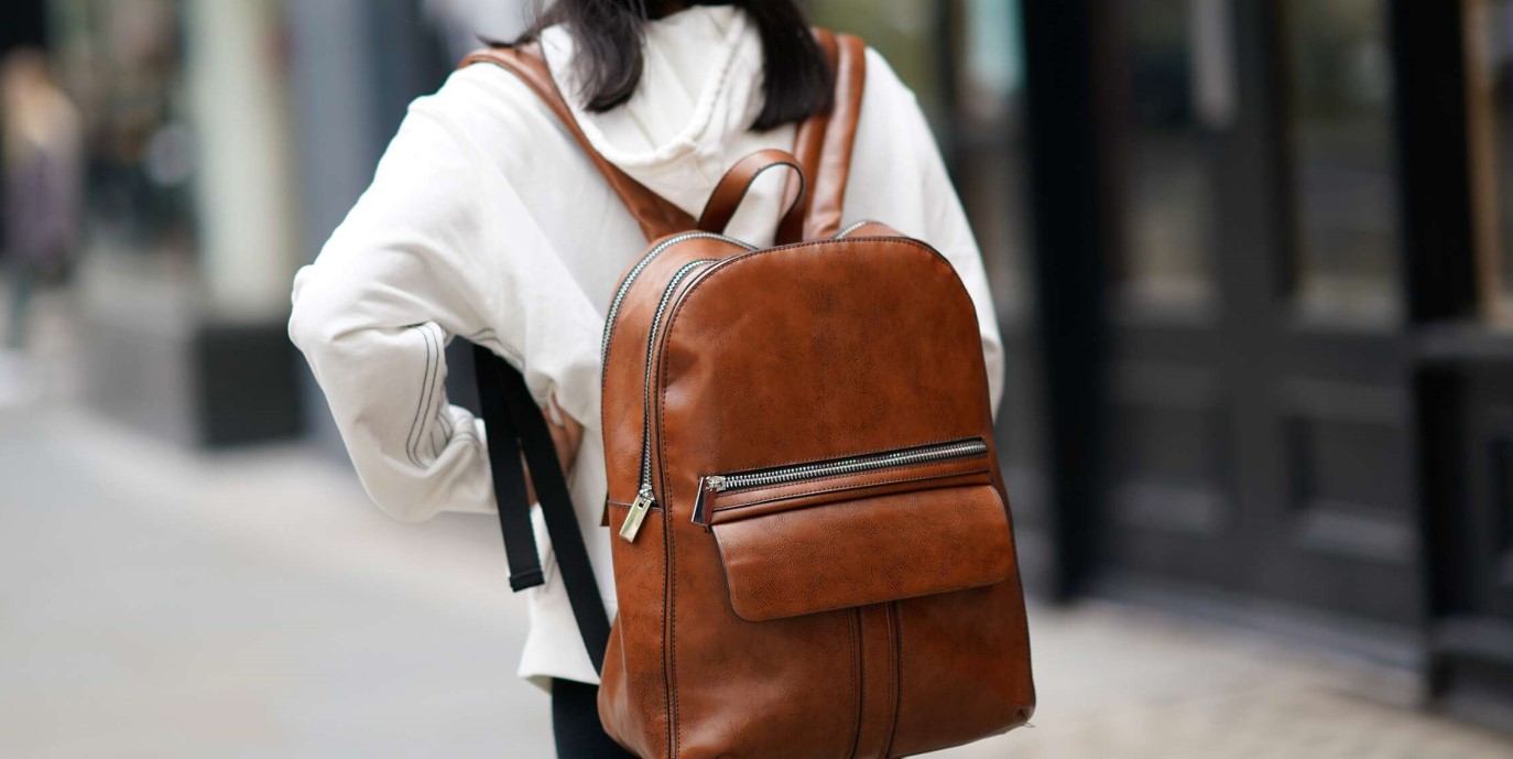 polare cowhide leather laptop backpack
