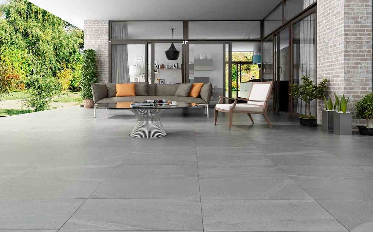 Grey slab tiles