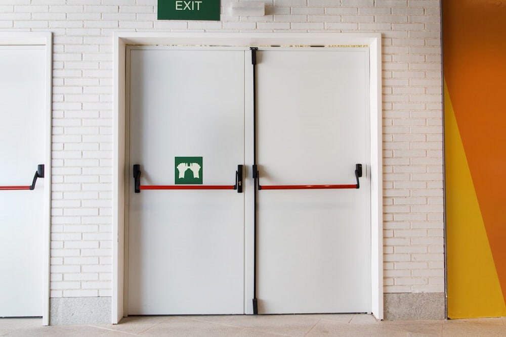 What are fire exit doors made from